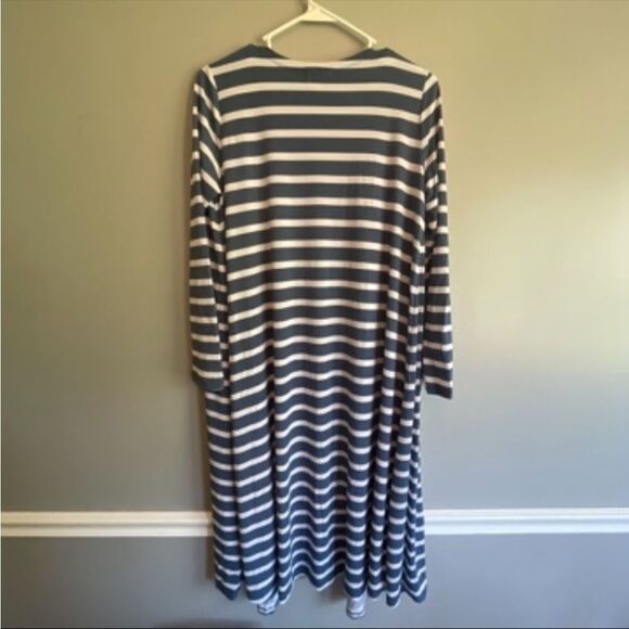 Lularoe Cardigan open front duster with pockets blue white stripe size Small S - Picture 3 of 5